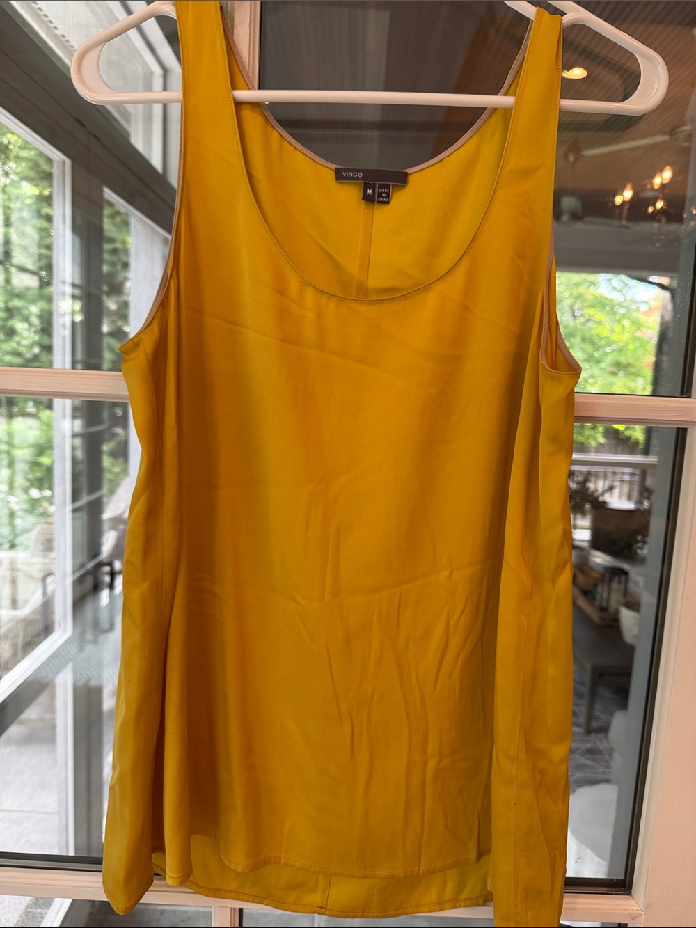 Vince Mustard Yellow Silk Tank Top